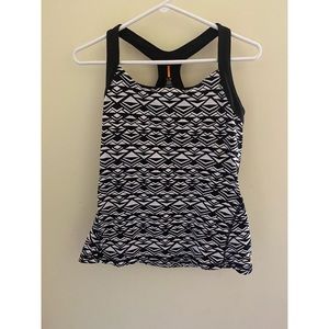 Lucy Black and White Patterned Athletic Tank Top
